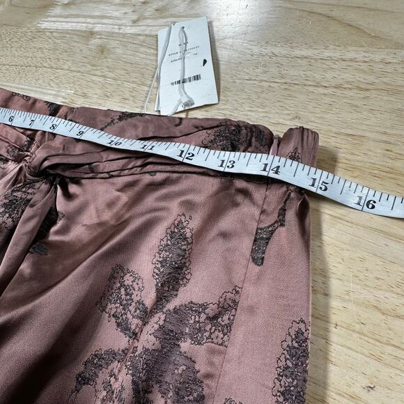 Vince Iris Floral Jacquard Twist Knot Midi Skirt Brown Women's Size 4 NWT NEW - Picture 11 of 12